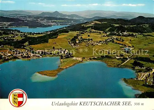 AK / Ansichtskarte Keutschach_See Urlaubsgebiet Kautschacher See mit Woerthersee und Ulrichsberg Fliegeraufnahme Keutschach See