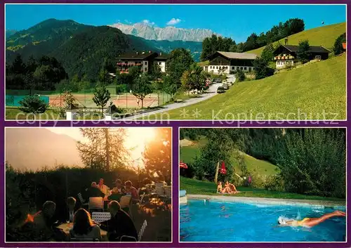 AK / Ansichtskarte St_Johann_Pongau Hotel Restaurant Alpenhof Terrasse Swimming Pool Tennisplatz Alpenblick St_Johann_Pongau