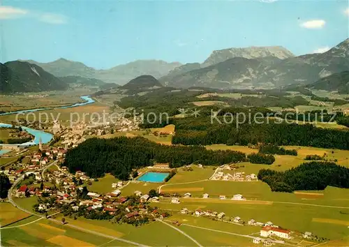 AK / Ansichtskarte Kirchbichl_Tirol Sommerholungsort mit Moorbad Kaisergebirge Fliegeraufnahme Kirchbichl Tirol