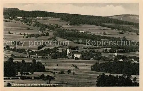 AK / Ansichtskarte Giehren_Isergebirge Panorama Kirche Giehren Isergebirge