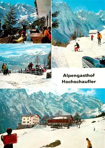 AK / Ansichtskarte Kuchl Alpengasthof Hochschaufler Terrasse Pistenraupe  Kuchl