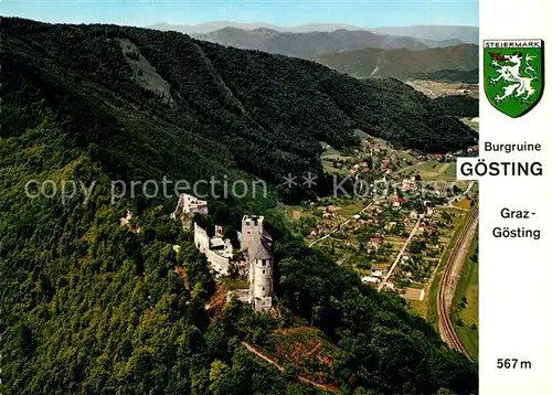 AK / Ansichtskarte Goesting Fliegeraufnahme Burgruine Goesting Goesting