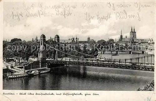 AK / Ansichtskarte Breslau_Niederschlesien Blick ueber Kaiserbruecke und Lessingbruecke zum Dom Breslau_Niederschlesien