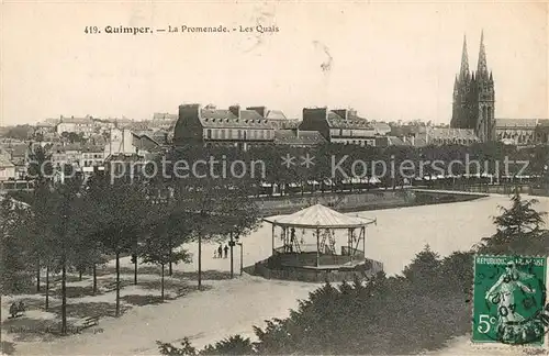 AK / Ansichtskarte Quimper La Promenade et les Quais Eglise Quimper