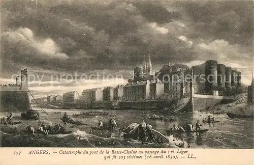 AK / Ansichtskarte Angers Catastrophe du pont de la Basse Chaine au passage du 11e Leger Dessin Kuenstlerkarte Angers