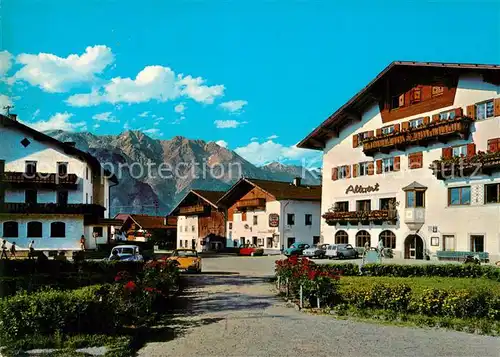 AK / Ansichtskarte Goetzens_Tirol Ortsmotiv mit Hotels und Restaurants Blick gegen Nordkette Goetzens Tirol