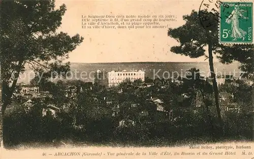 AK / Ansichtskarte Arcachon_Gironde Bassin et Grand Hotel Arcachon Gironde