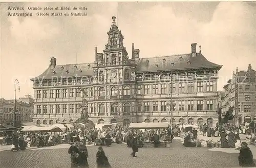 AK / Ansichtskarte Anvers_Antwerpen Groote Markt en Stadhuis Anvers Antwerpen