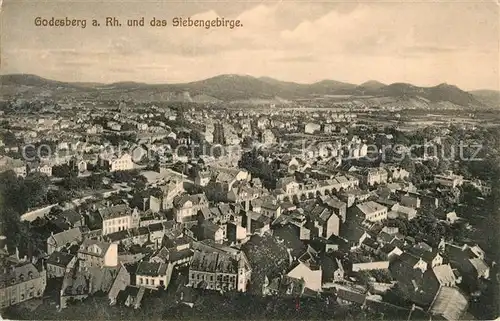 AK / Ansichtskarte Bad_Godesberg Fliegeraufnahme mit Siebengebirge Bad_Godesberg