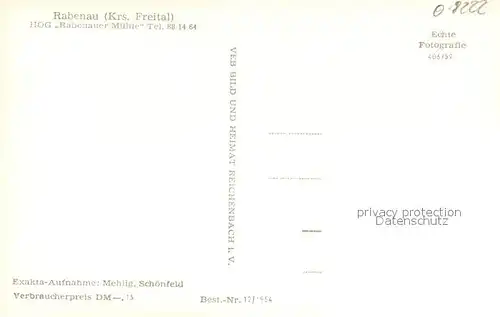 AK / Ansichtskarte Rabenau_Sachsen HOG Rabenauer Muehle Rabenau Sachsen