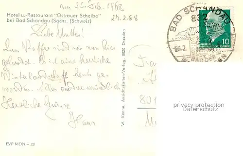 AK / Ansichtskarte Bad_Schandau Hotel Restaurant Ostrauer Scheibe Bad_Schandau