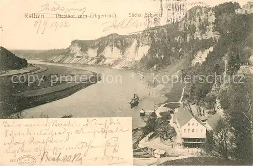 AK / Ansichtskarte Rathen_Saechsische Schweiz Gasthof zum Erbgericht Rathen Saechsische Schweiz