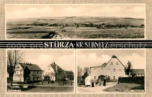AK / Ansichtskarte Stuerza_Sebnitz Panorama Teiloberschule Gasthof Erbgericht 