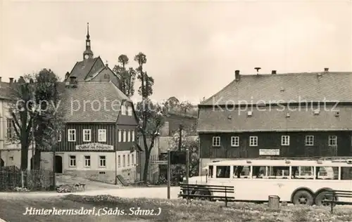 AK / Ansichtskarte Hinterhermsdorf Gasthof zum Erbgericht Bus Hinterhermsdorf