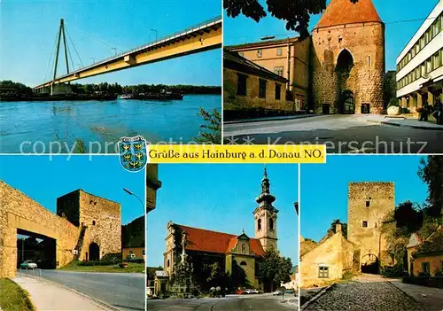 AK / Ansichtskarte Hainburg_Donau Donaubruecke Wienertor Ungartor Kirche Fischertor Hainburg Donau