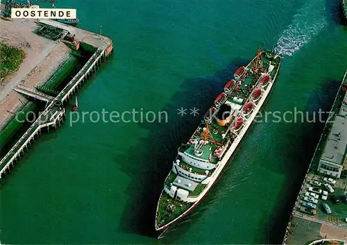 AK / Ansichtskarte Oostende_Ostende Maalboot Oostende Dover Faehre Fliegeraufnahme 