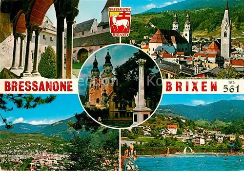 AK / Ansichtskarte Bressanone Teilansichten Kirche Freibad Alpenpanorama Bressanone