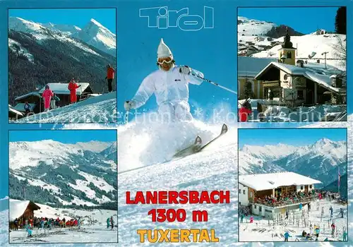 AK / Ansichtskarte Lanersbach Wintersportplatz Tuxertal Alpen Skifahrer Berghuette Lanersbach