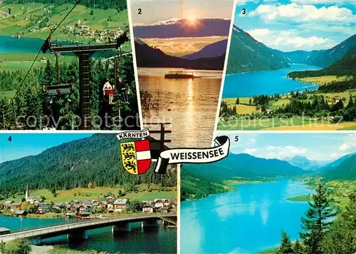 AK / Ansichtskarte Weissensee_Kaernten Bergbahn Abendstimmung Naggl Techendorf Alpenpanorama Weissensee Kaernten