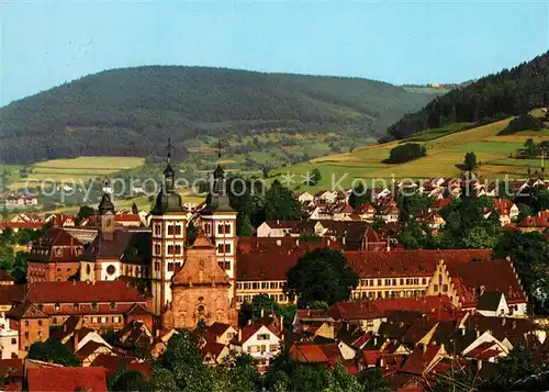 AK / Ansichtskarte Amorbach_Miltenberg Ortsansicht mit Kirche Barockstadt im Odenwald 