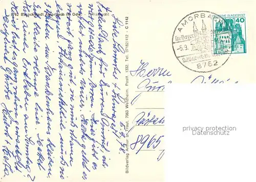 AK / Ansichtskarte Amorbach_Miltenberg Ortsansicht mit Kirche Barockstadt im Odenwald 