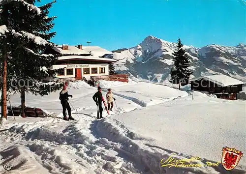 AK / Ansichtskarte Ellmau_Tirol Skiparadies Going Ellmau am Wilden Kaiser Berggasthof mit Kitzbueheler Horn Ellmau Tirol