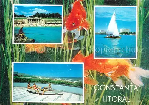 AK / Ansichtskarte Constanta Badestrand Hotel Swimming Pool Segelboot Unterwasserwelt Fische Constanta