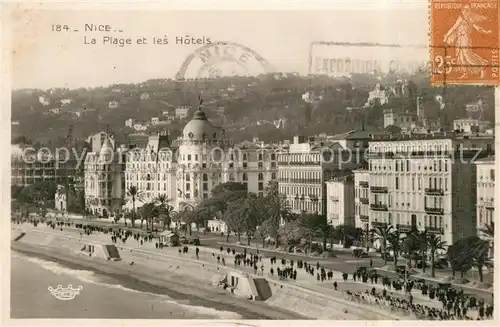 AK / Ansichtskarte Nice_Alpes_Maritimes Plage et les Hotels Nice_Alpes_Maritimes
