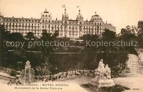 AK / Ansichtskarte Nice_Alpes_Maritimes Cimiez Hotel Regina Monument de la Reine Victoria Nice_Alpes_Maritimes