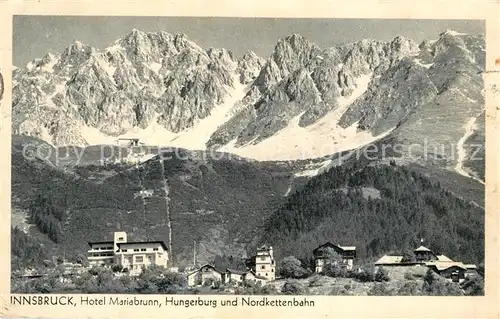 AK / Ansichtskarte Innsbruck Hotel Mariabrunn Hungerburg Nordkettenbahn Innsbruck
