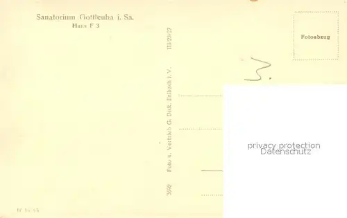 AK / Ansichtskarte Bad_Gottleuba Berggiesshuebel Sanatorium Gottleuba Haus F3 Bad