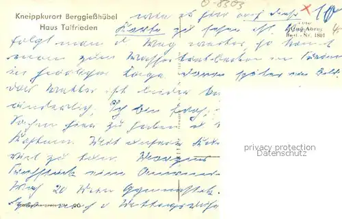 AK / Ansichtskarte Berggiesshuebel Haus Talfrieden Berggiesshuebel