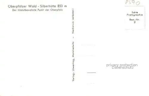 AK / Ansichtskarte Oberpfalz Oberpfaelzer Wald Silberhuette Oberpfalz