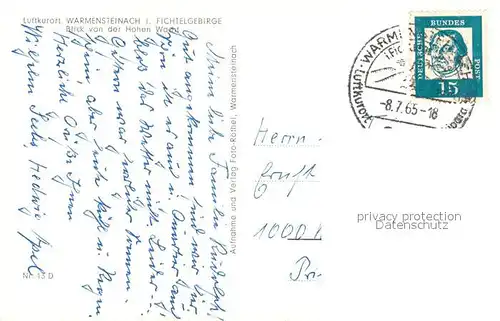 AK / Ansichtskarte Warmensteinach Blick von der Hohen Wand Warmensteinach