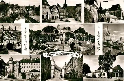 AK / Ansichtskarte Kronach_Oberfranken Wasserstrasse Marktplatz Bamberger Tor Veste Rosenberg Schuetzenhaus Kronach Oberfranken