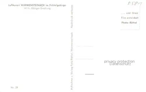 AK / Ansichtskarte Warmensteinach Wilhelm Boettger Siedlung Warmensteinach