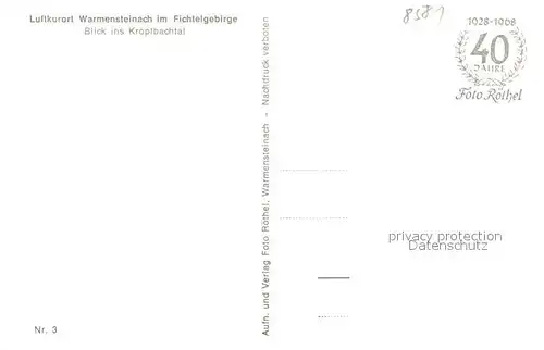 AK / Ansichtskarte Warmensteinach Blick ins Kropfbachtal Warmensteinach