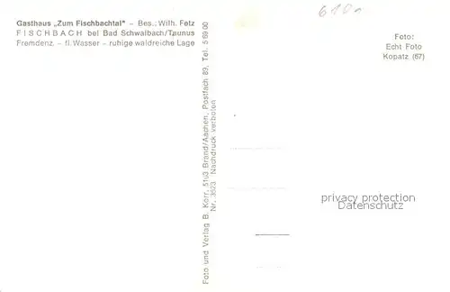 AK / Ansichtskarte Fischbach_Untertaunus Gasthaus Zum Fischbachtal Fischbach Untertaunus