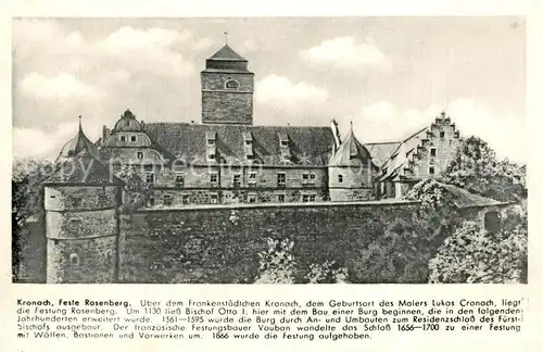 AK / Ansichtskarte Kronach_Oberfranken Feste Rosenberg Festungsgaststaette mit Fuersten Bar Kronach Oberfranken