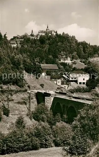 AK / Ansichtskarte Lauenstein_Oberfranken Gasthaus Pension zur Post mit Burg Lauenstein_Oberfranken