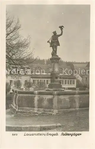AK / Ansichtskarte Lauenstein_Erzgebirge Falkenjaeger Brunnen Lauenstein_Erzgebirge