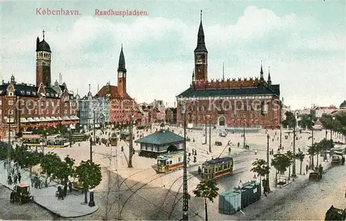 AK / Ansichtskarte Strassenbahn Kobenhavn Raadhuspladsen 