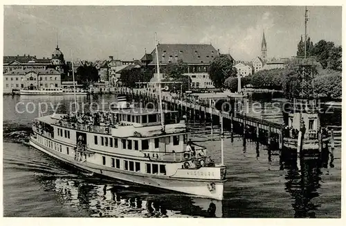 AK / Ansichtskarte Motorschiffe Augsburg Konstanz Bodensee Hafen 
