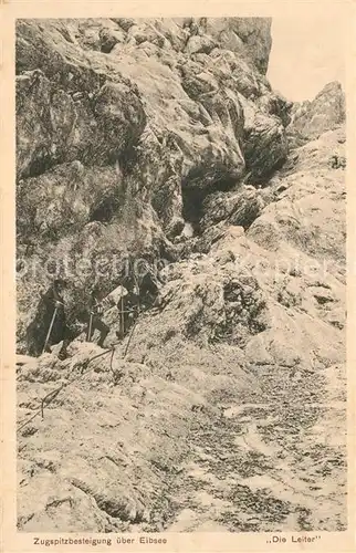 AK / Ansichtskarte Bergsteigen_Klettern Zugspitze Die Leiter  