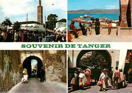 AK / Ansichtskarte Tanger_Tangier_Tangiers Strassenszene Aussichtspunkt Blick auf den Hafen Mole Tanger_Tangier_Tangiers