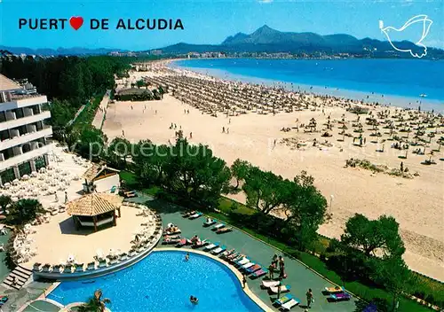 AK / Ansichtskarte Puerto_de_Alcudia Hotel Swimming Pool Strand Kuestenpanorama Puerto_de_Alcudia