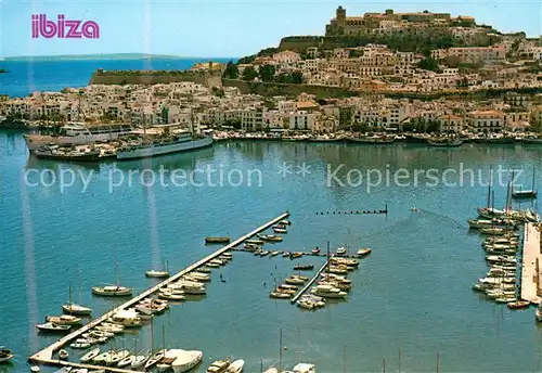 AK / Ansichtskarte Ibiza_Islas_Baleares Hafen Fliegeraufnahme Ibiza_Islas_Baleares