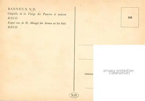 AK / Ansichtskarte Banneux_Notre_Dame Chapelle de la Vierge des Pauvres et Maison BECO Banneux_Notre_Dame