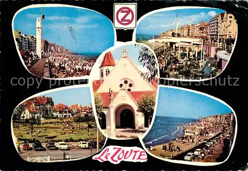 AK / Ansichtskarte Le_Zoute Strand Promenade Kirche Minigolf Le_Zoute