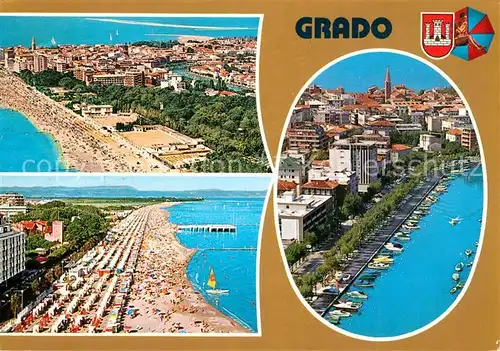 AK / Ansichtskarte Grado_Gorizia Strand Hafen Fliegeraufnahmen Grado Gorizia